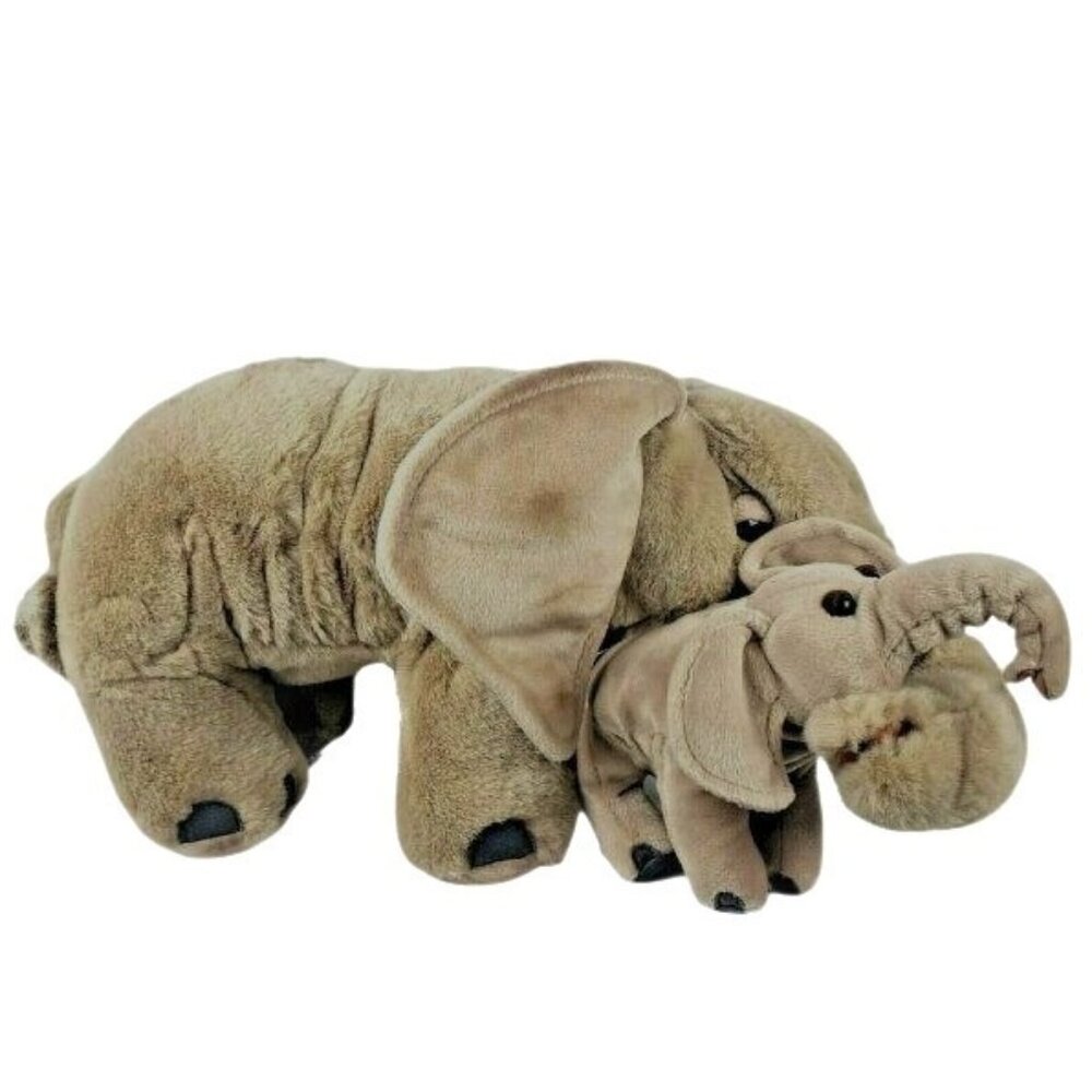 Vintage Animal Planet Mommy Wrinkle Baby Sprinkle Elephant 18 inch Plush